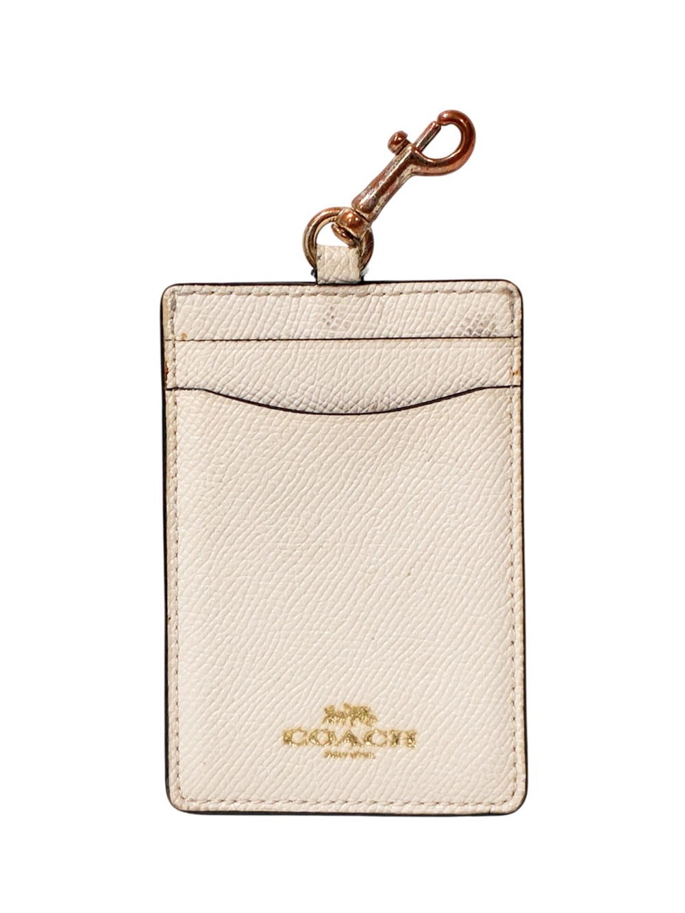 Coach F57311 ID Holder Badge Card Case Leather Chalk White